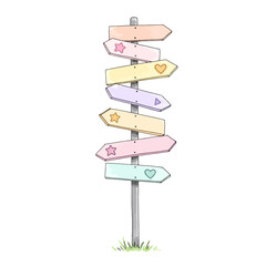 Pastel Signpost Watercolor Style Directional Arrows with Shapes Guidance Concept high quality professional