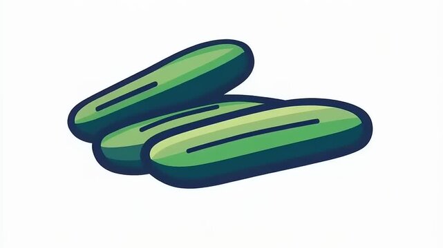 Crisp Cucumber Trio Animated Illustration for Culinary and Health Projects