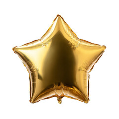 Chrome gold star balloon. Isolated white background. Png format