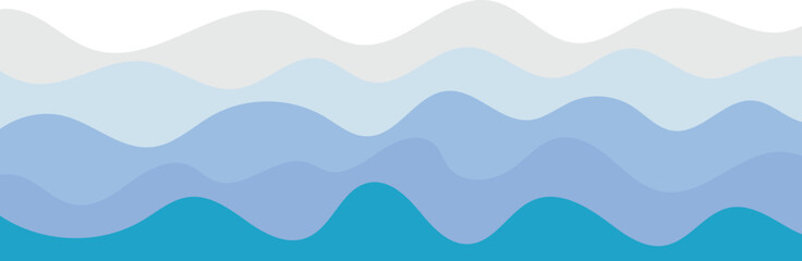Abstract sea waves on white background vector illustration.
