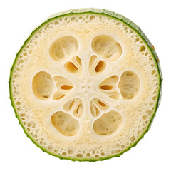 Whole dried sponge gourd slice isolated on a clean background, perfect for culinary, herbal,