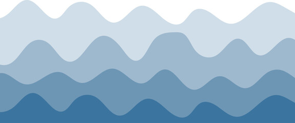 Abstract sea waves on white background vector illustration.
