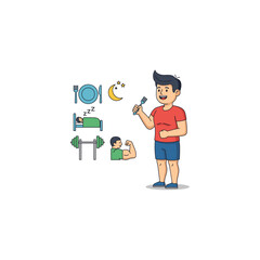 Healthy diet, Exercise icon logo flat vector design