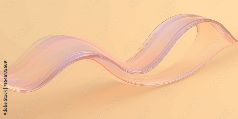 Poster soft pink gradient wave on light brown minimal abstract background design.