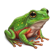 Green frog sitting on lily pad amphibian pond creature wildlife