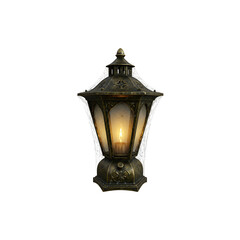 Fototapeta premium Classic Black Iron Outdoor Street Lamp Post Lantern Isolated for Vintage Lighting Concepts