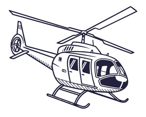 Illustration of a helicopter isolated on white background, a versatile mode of air transportation