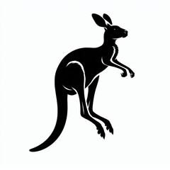 Fototapeta premium Silhouette of a kangaroo in motion against a white background