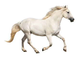 Obraz premium Majestic white horse running isolated on a transparent background
