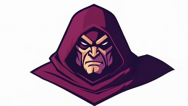 Mysterious hooded figure, sinister character illustration for digital projects