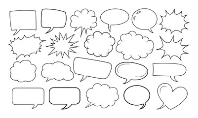 Obraz premium Diverse speech bubble shapes and styles for communication talk conversation