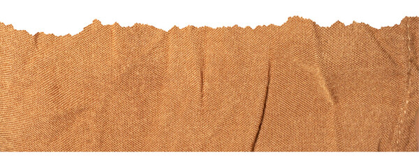 Rippled Brown Fabric with Torn Edges. The Rugged Texture Offers a Strong Visual Aesthetic, Suitable for Posters and Creative Projects