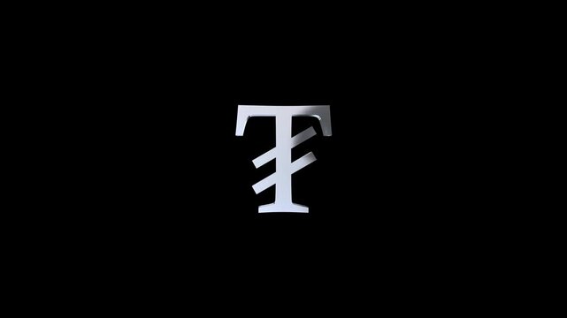 3d glossy mongolian togrog icon animation on transparent, white color. loopable animation