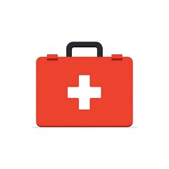 Obraz premium A medical emergency kit with a red cross symbol on a white background is an essential health care icon