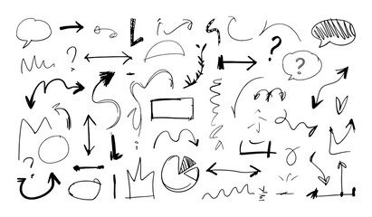 Hand drawn arrow and speech bubble collection question mark