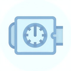 Obraz premium Glossy blue business web icons set with computer, money, and time symbols in a round shape with a shadow and an arrow design