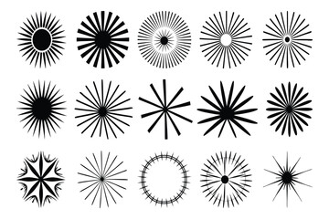 Obraz premium Abstract Radial Sunburst Vector Collection – Geometric Design Elements