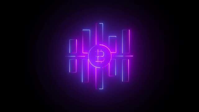 NEON bit coin stable coin currency business and digital money hologram banking, big data, binary, bitcoin block chain blue, board, business technology interface and futuristic.