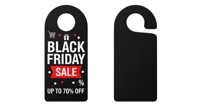 Black Friday door hanger tag isolated on white background