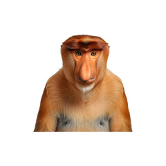 Naklejka premium Funny proboscis monkey with long nose in cute animal portrait