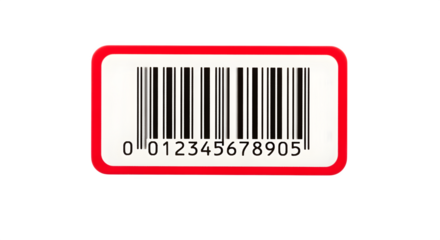 Isolated barcode tag with red border on white background