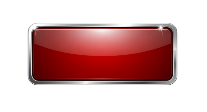 Glossy red price label with metallic border isolated on white background