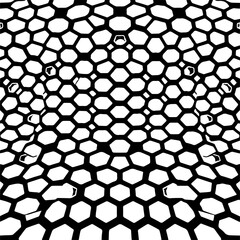 Wavy hexagon pattern, distorted perspective, optical illusion effect