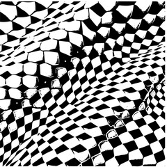 Wavy hexagon pattern, distorted perspective, optical illusion effect
