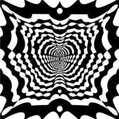 Wavy hexagon pattern, distorted perspective, optical illusion effect