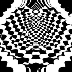 Wavy hexagon pattern, distorted perspective, optical illusion effect