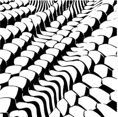 Wavy hexagon pattern, distorted perspective, optical illusion effect