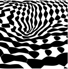 Wavy hexagon pattern, distorted perspective, optical illusion effect