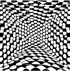 Wavy hexagon pattern, distorted perspective, optical illusion effect