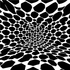 Wavy hexagon pattern, distorted perspective, optical illusion effect