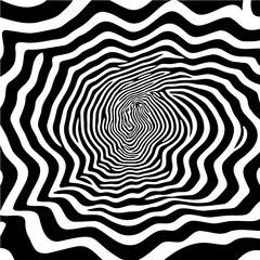 Wavy hexagon pattern, distorted perspective, optical illusion effect