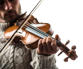 A musician plays a beautiful violin, showcasing the instrument's details and the artistry of music.
