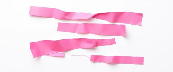 Obraz premium Torn pink paper strips, soft shadow, white background, vector illustration, pink paper, shadow