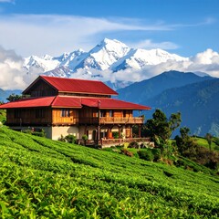 Mountain home nestled in tea plantation