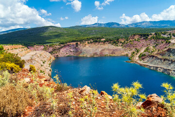Turquoise Waters of Triadas Lake in Larko Mining Site Evia