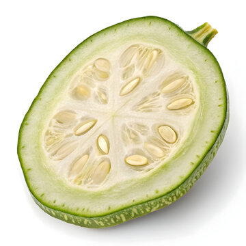 Whole dried pointed gourd slice isolated on a plain background, perfect for culinary, herbal,