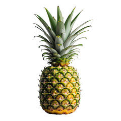 Obraz premium Pineapple displayed with vibrant green leaves and textured skin highlights tropical appeal and fresh produce at a local market