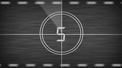 Vintage Film Countdown Leader Number Seven 7 Retro Cinema Opening Sequence Black and White Grainy - Powered by Adobe