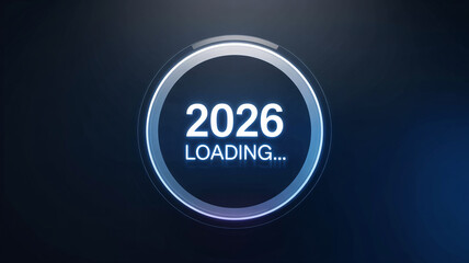 Loading new year 2026 with futuristic progress symbol, anticipation of future success and innovation