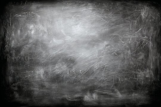 School board with chalk drawing math and chemical formulas, AI generated