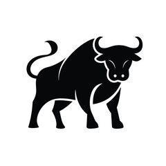 Vector of a bull on a white background.  bull silhouette icon. strength and perseverance symbol Animals.