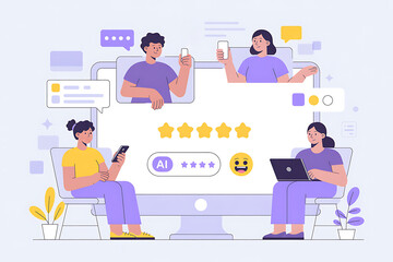 Diverse group of people collaborating on a digital platform with ai elements