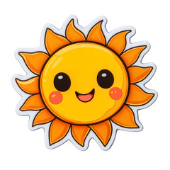 A cute cartoon sun with a happy smiling face, a kawaii character mascot for kids, a cheerful and positive illustration for a summer day