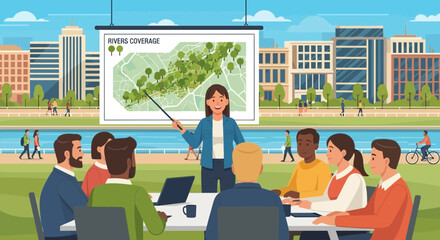 Corporate Presentation On Environment Conservation Meeting Outdoors