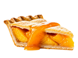 a slice of classic peach pie isolated on transparent background