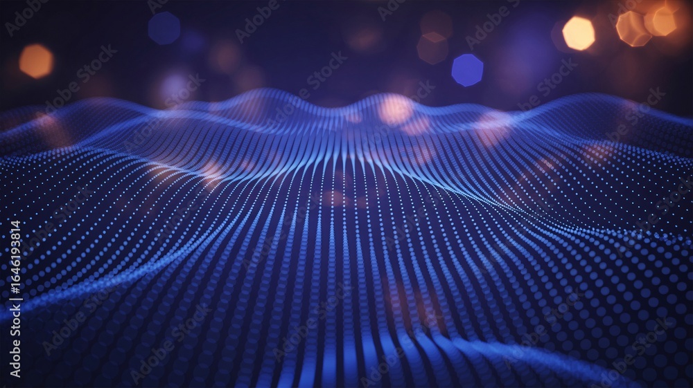Aufkleber dynamic blue digital data flow visualization with bokeh lights, perfect for technology, innovation, 